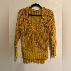 Vero Moda Deep V-Neck Mustard Ribbed Sweater